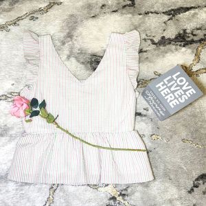 Women's X Large Draper James Pink and  Green Flutter Sleeve Top. NWT